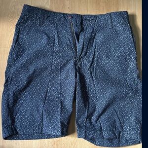 Nautica Men's Navy Patterned Flat Front Shorts